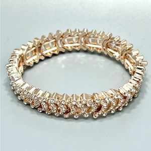 Womens Gold & Crystal Expanding Bracelet